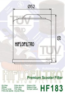 Изображение 2, HF183 Фильтр масляный мото SCOOTER HIFLO FILTRO