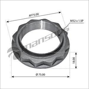 Изображение 1, 700576 Гайка IVECO Daily ступицы задней (M52х1.5х20мм) MANSONS