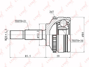 Изображение 1, CO6304A ШРУС наружный RENAULT Clio (98-05), Kangoo (97-09) комплект LYNX