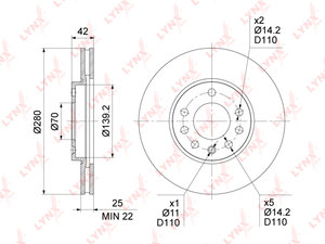 Изображение 3, BN1837 Диск тормозной OPEL Astra H передний (1шт.) LYNX