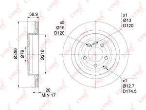 Изображение 3, BN1064 Диск тормозной LAND ROVER Range Rover задний (1шт.) LYNX