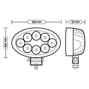 Изображение 5, AE24OV-8LED-PC Фара рабочего света овальная 140х105х57 24Вт 8 светодиодов рассеянный свет AVTOELECTRICA