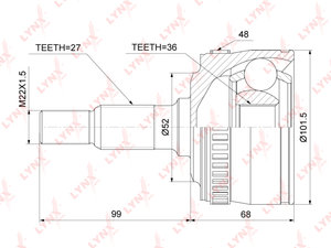Изображение 1, CO5302A ШРУС наружный MERCEDES Vito (99-03) комплект (АБС) LYNX
