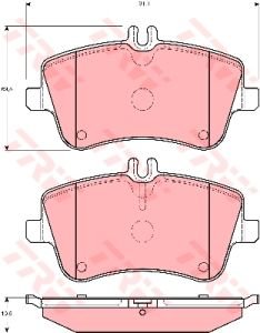 Изображение 2, GDB1413 Колодки тормозные MERCEDES W203,  209 (00-) передние (4шт.) TRW