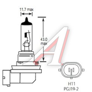 Изображение 2, 4631111142868 Лампа 12V H11 55W PGJ19-2 1350лм Стандарт TESLAFT (Россия)