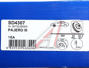 Изображение 6, SD4307 Диск тормозной MITSUBISHI Pajero (00-06) задний (1шт.) SANGSIN
