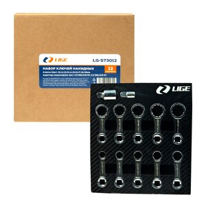 Изображение 2, LG-S73012 Набор ключей накидных 3/8" 10-19мм 12предметов в ложементе LIGE