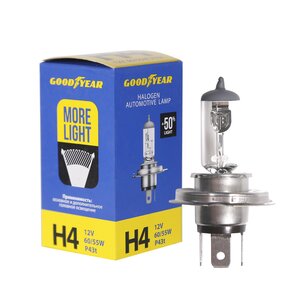 Изображение 1, GY014124 Лампа 12V H4 60/55W P43t More Light GOODYEAR