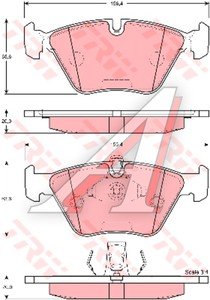 Изображение 4, GDB1264 Колодки тормозные BMW E39 520i,  523i,  535i передние (4шт.) TRW