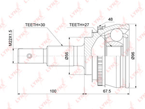 Изображение 1, CO7551A ШРУС наружный TOYOTA Camry (91-) передний LYNX