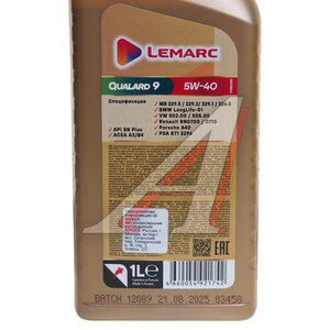 Изображение 2, 11780301 Масло моторное LEMARC QUALARD 9 5W40 синт. ACEA A3/B4 1л