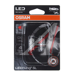 Изображение 1, 2825DRP-02B Лампа светодиодная 12V W5W T10 W2.1x9.5d блистер (2шт.) LEDriving SL Red OSRAM