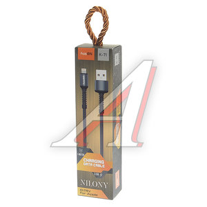 Изображение 2, K-71 Nilony grey Кабель iPhone (5-) 1м FAISON