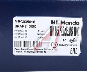 Изображение 7, MBC035016 Диск тормозной FORD Transit (06-) передний (1шт.) MANDO