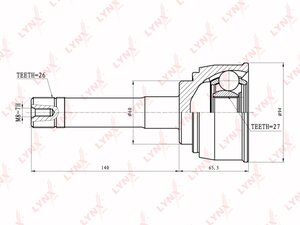 Изображение 2, CO7533 ШРУС наружный TOYOTA Liteace (92-) передний LYNX