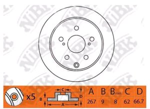 Изображение 3, RN1489 Диск тормозной TOYOTA Chaser (98-01) задний (1шт.) NIBK
