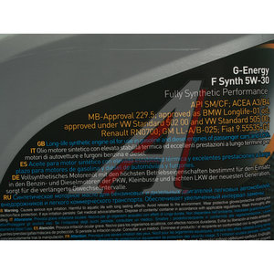 Изображение 2, 253140461 Масло моторное F SYNTH A3/B4 5W30 синт.4л G-ENERGY