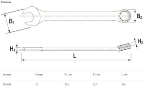 Ключ комбинированный 16х16мм THORVIK, ,
                                                          фото 2 Изображение 2, W30016 Ключ комбинированный 16х16мм THORVIK