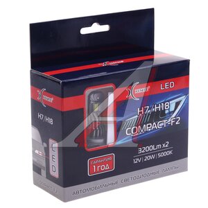 Изображение 3, 1009692 Лампа светодиодная 12V H7 PX26d 3200lm бокс (2шт.) XENITE