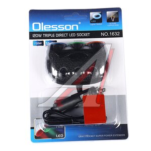 Изображение 3, NO.1632 Разветвитель прикуривателя 3-х гнездовой 12-24V OLESSON