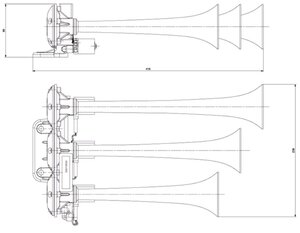 Изображение 4, 86EM24.100.03K Сигнал звуковой 24V воздушный 3-х рожковый красный (8 мелодий) SEGER