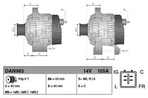 Изображение 5, DAN983 Генератор HONDA Accord (03-) (2.0/2.4) DENSO
