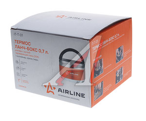 Изображение 3, IT-T-01 Термос ланч-бокс 0.7л, 1 контейнер, с ручкой, нержавеющая сталь, оранжево-черный AIRLINE