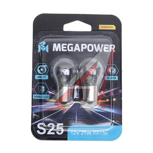 Изображение 1, 370-33-055 Лампа 12V P21W BA15s блистер (2шт.) Long Life MEGAPOWER