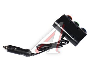Изображение 2, NO.1523 Разветвитель прикуривателя 3-х гнездовой 12-24V 2USB OLESSON
