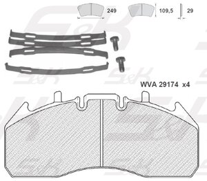 Изображение 2, SK29174-02 Колодки тормозные VOLVO RENAULT дисковые (249х110х29мм) (4шт.) S&K