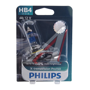 Изображение 1, 9006XVPB1 Лампа 12V HB4 51W P22d +150% блистер (1шт.) X-Treme Vision Pro 150 PHILIPS
