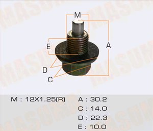 Изображение 5, M-49 Пробка сливная TOYOTA (дв.1ZZ, 1NZ, 2NZ, 2AZ, 1MZ, 3S) картера масляного 12х1.25мм (с магнитом) MASUMA