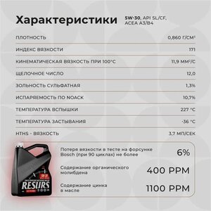 Масло моторное ВМП-АВТО Resurs A3/B4 5W30 синт. 1л, ВМПАВТО 5W30,
                                                          фото 10 Изображение 10, 9285 Масло моторное ВМП-АВТО Resurs A3/B4 5W30 синт. 1л