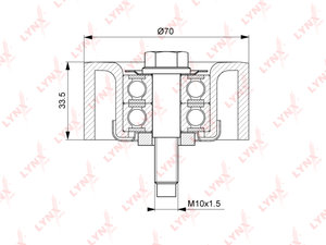Изображение 1, PB7044 Ролик приводного ремня NISSAN Navara (04-), Pathfinder (05-) натяжителя ГУРа LYNX