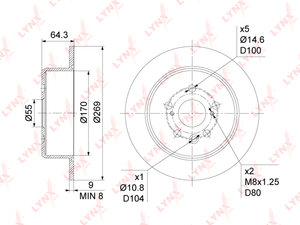 Изображение 3, BN1149 Диск тормозной TOYOTA Carina задний (1шт.) LYNX