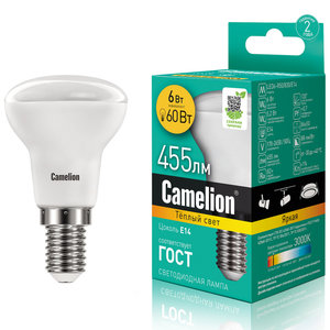 Изображение 1, LED6-R50/830/E14 Лампа светодиодная E14 R50 6W (60W) 220V теплый Ultra CAMELION