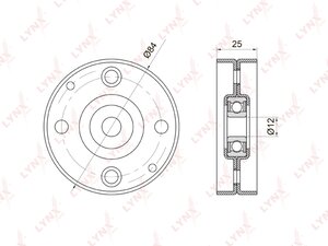 Изображение 2, PB5014 Ролик приводного ремня NISSAN Almera (N16E), Primera (P11/P12) натяжителя кондиционера LYNX