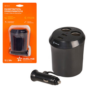 Изображение 3, ASP-2U-16 Разветвитель прикуривателя 2-х гнездовой 12V 2USB AIRLINE