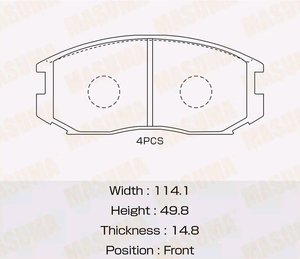 Изображение 2, MS-3285 Колодки тормозные MITSUBISHI Colt передние (4шт.) MASUMA