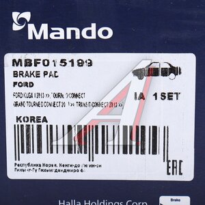 Изображение 7, MBF015199 Колодки тормозные FORD Kuga (11-) передние (4шт.) MANDO