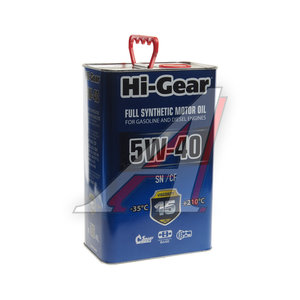 Изображение 1, HG0544 Масло моторное FULLY-SYNTHETIC MOTOR OIL SN/CF 5W40 синт.4л HI-GEAR