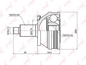 Изображение 1, CO1225 ШРУС наружный VW Polo (02-05) AUDI A1 (10-) комплект LYNX