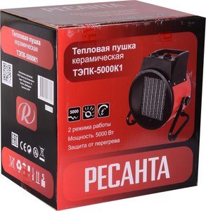 Изображение 7, ТЭПК-5000К1 Пушка тепловая 5.0кВт 400куб.м/ч керамическая электрическая РЕСАНТА