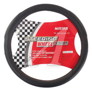 Изображение 1, MIS-LT34A BK (L) Оплетка руля (L) 39-41см черная кожа MISTAR