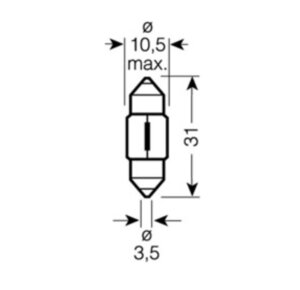 Изображение 6, 6438 Лампа 12V C10W SV8.5-8 31мм OSRAM