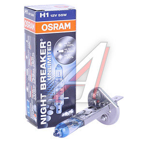 Изображение 2, 64150NBU Лампа 12V H1 55W P14.5s +110% Night Breaker Unlimited OSRAM