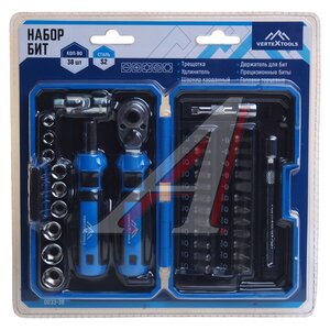 Изображение 1, 0033-38 Набор бит 1/4" 38 предметов с держателем VERTEXTOOLS