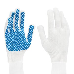 Изображение 2, 67776 Перчатки х/б 4-и нит. 10 класс ПВХ шахматы белая СИБРТЕХ