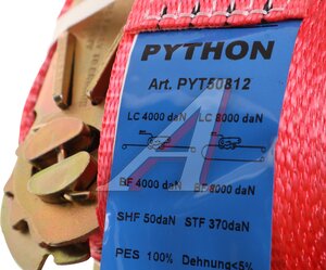 Изображение 4, PYT50812 Стяжка крепления груза 8т 12м-50мм с храповиком Python РОМЕК