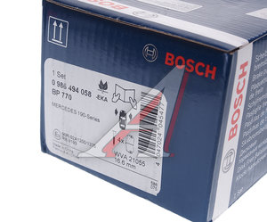 Изображение 4, 0986494058 Колодки тормозные MERCEDES 190 (W201) (82-93) передние (4шт.) BOSCH